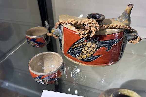 Okinawan pottery with fish design